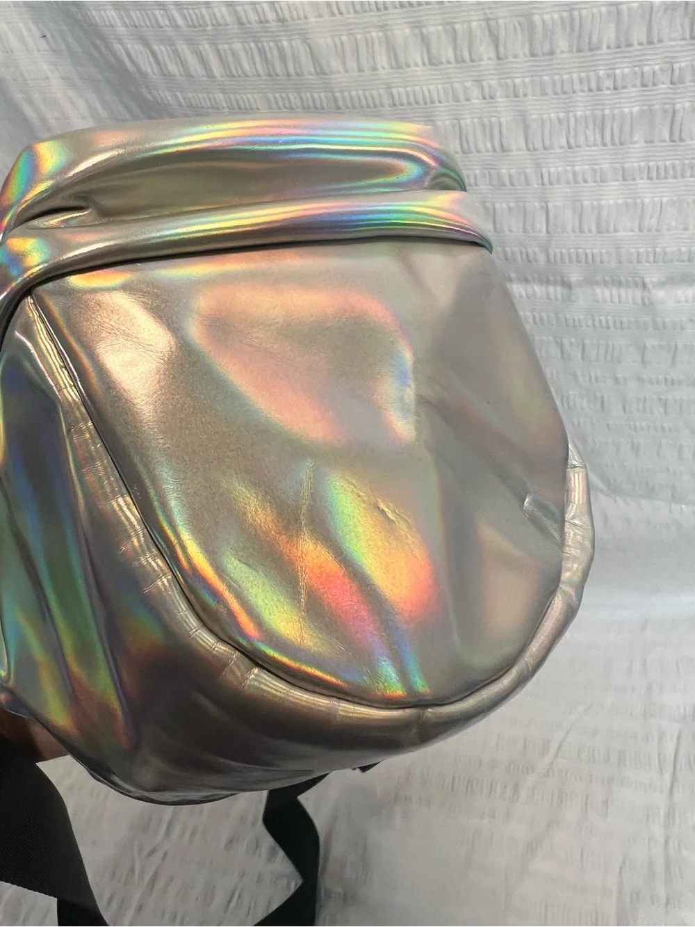 Corkcicle Iridescent Silver Crossbody Bag with Ear Accents